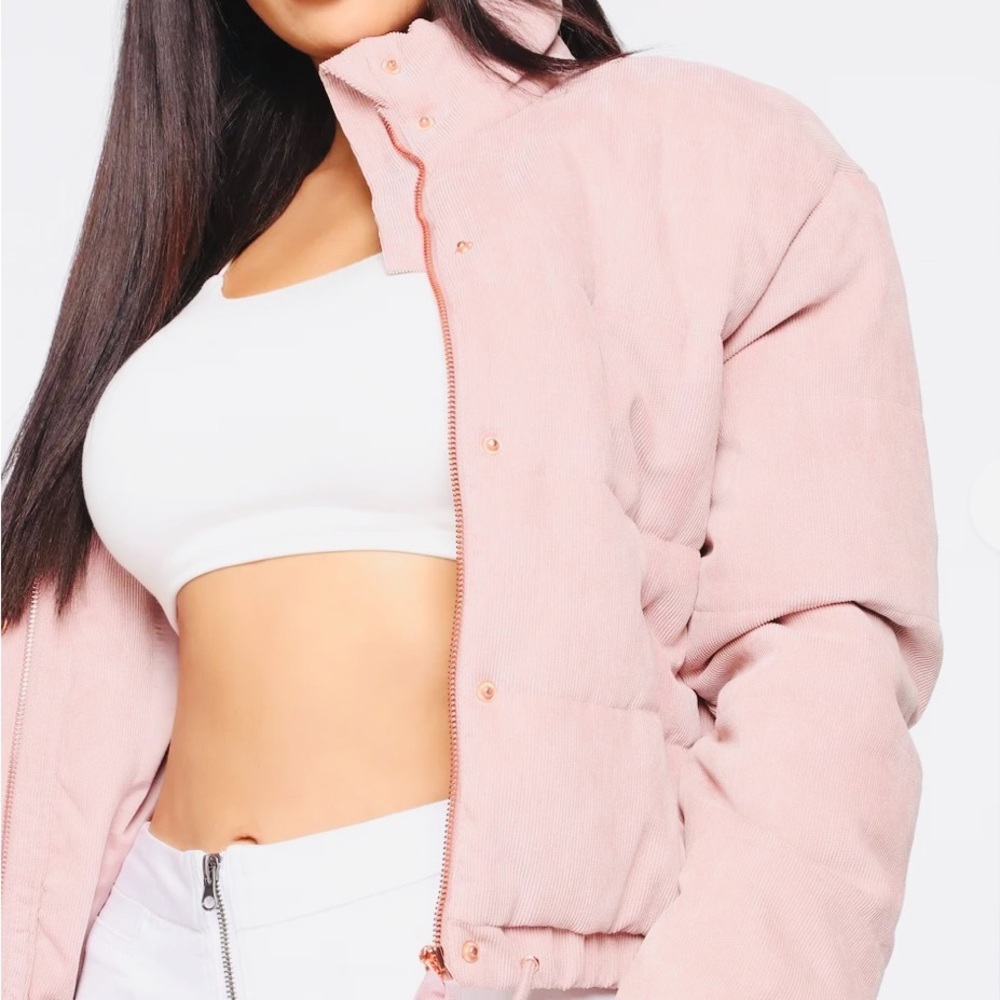 Fashion Nova Cover Your Tracks Puffer Jacket with Ribbed Details Mauve 2x NWOT - Picture 2 of 5